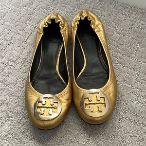 Gold Tory Burch ballerina